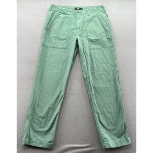 Vans Pants Mens 34x31 Loose Fit Tapered Herringbone Chino Pants Green Trousers